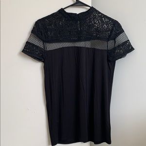 Express Black Mesh Top